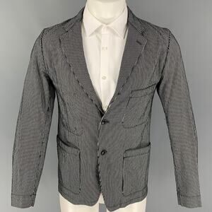 J.S. HOMESTEAD Size M Black White Stripe Notch Lapel Sport Coat